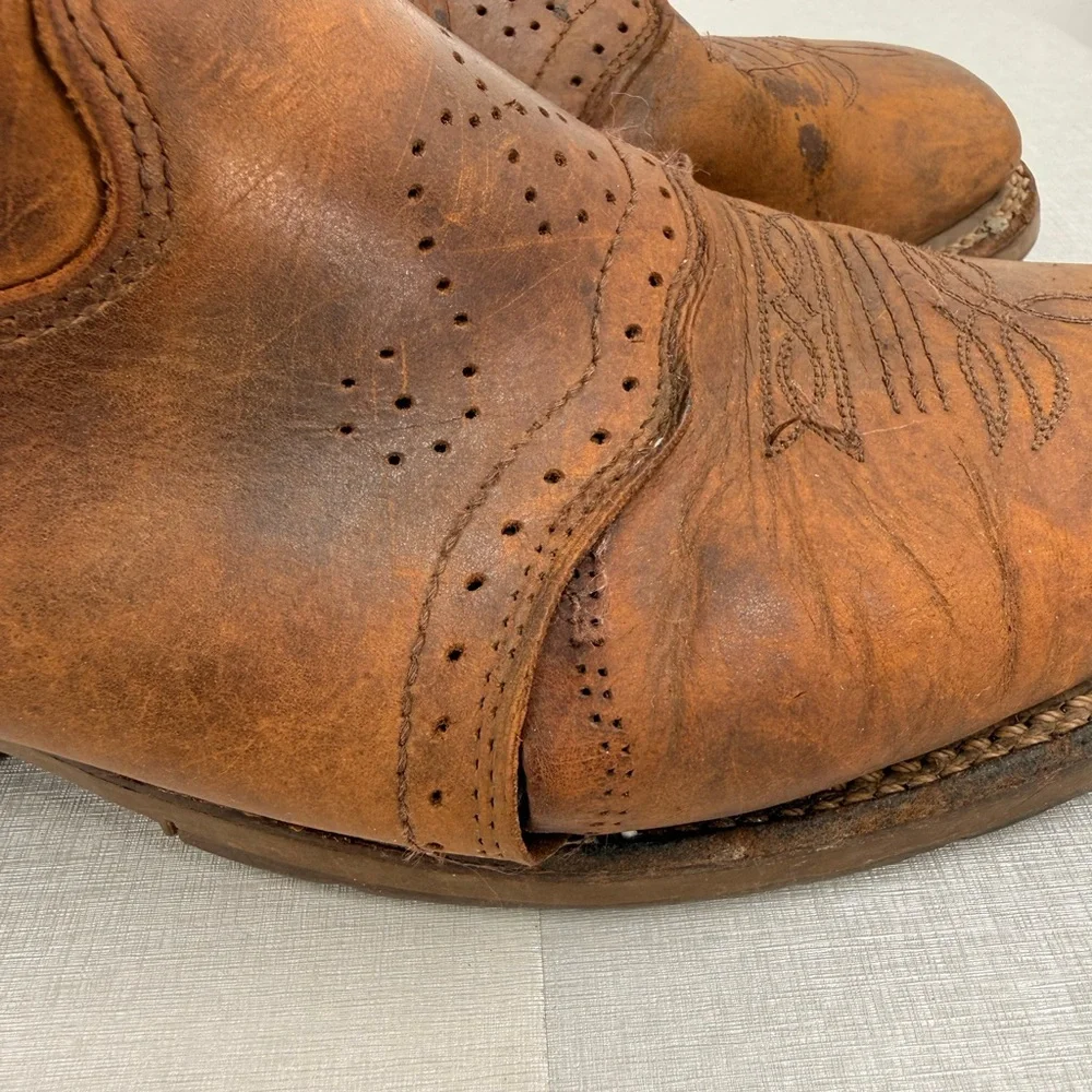 Double H DH3560 Mens Roper Brown Leather Square Toe Western Boots 12D Oil Resist